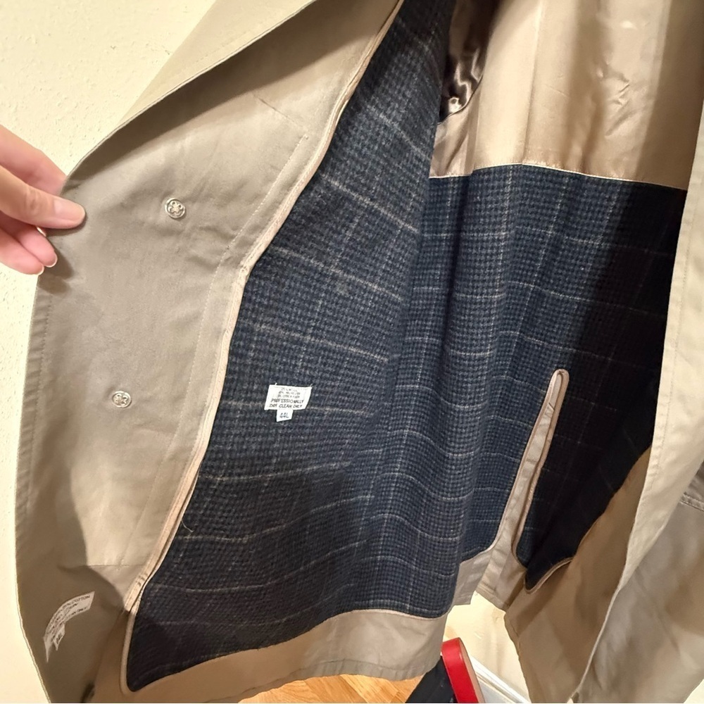 Christian Dior Monsieur vintage tan trench coat wool plaid lined size 44L - Picture 4 of 6